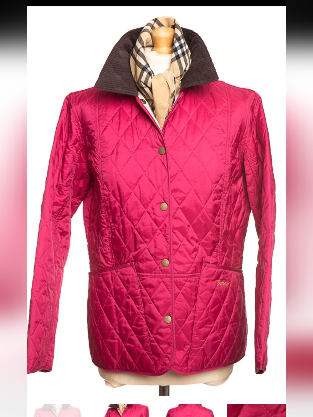 Barbour Quilted Red Snap-Front Jacket Sz.6